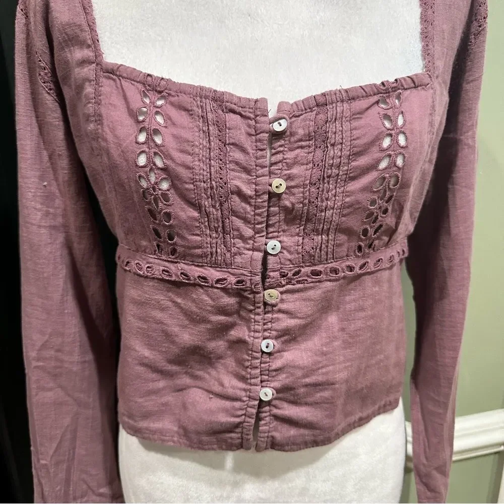 Free People Joi Blouse in Roan Rouge Size Medium